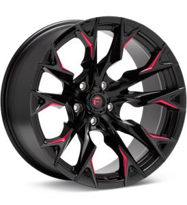 Fuel Off-Road Flame 5 Gloss Black w/Red Accent wheel image