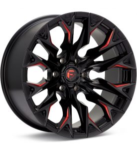 Fuel Off-Road Flame 6 Gloss Black w/Red Accent wheel image