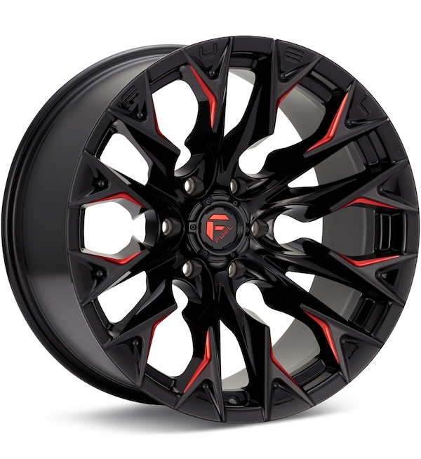 Fuel Off-Road Flame 6 Gloss Black w/Red Accent wheel image